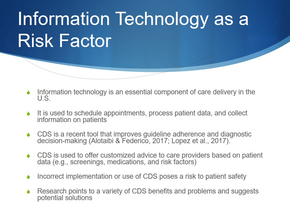 Information Technology as a Risk Factor