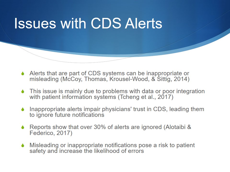 Issues with CDS Alerts