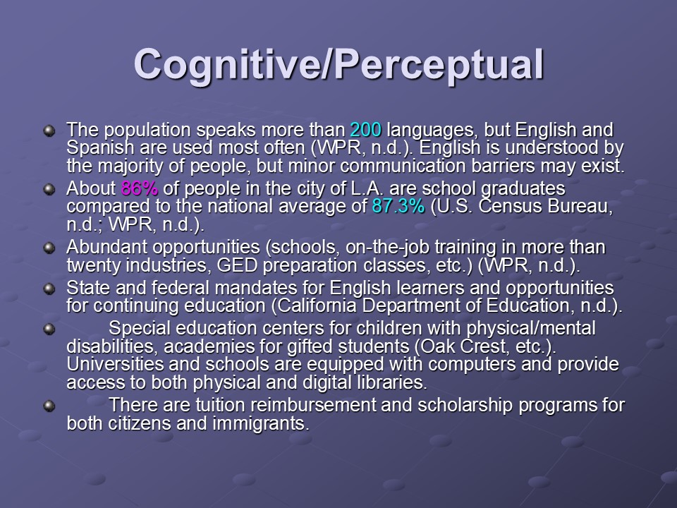 Cognitive/Perceptual