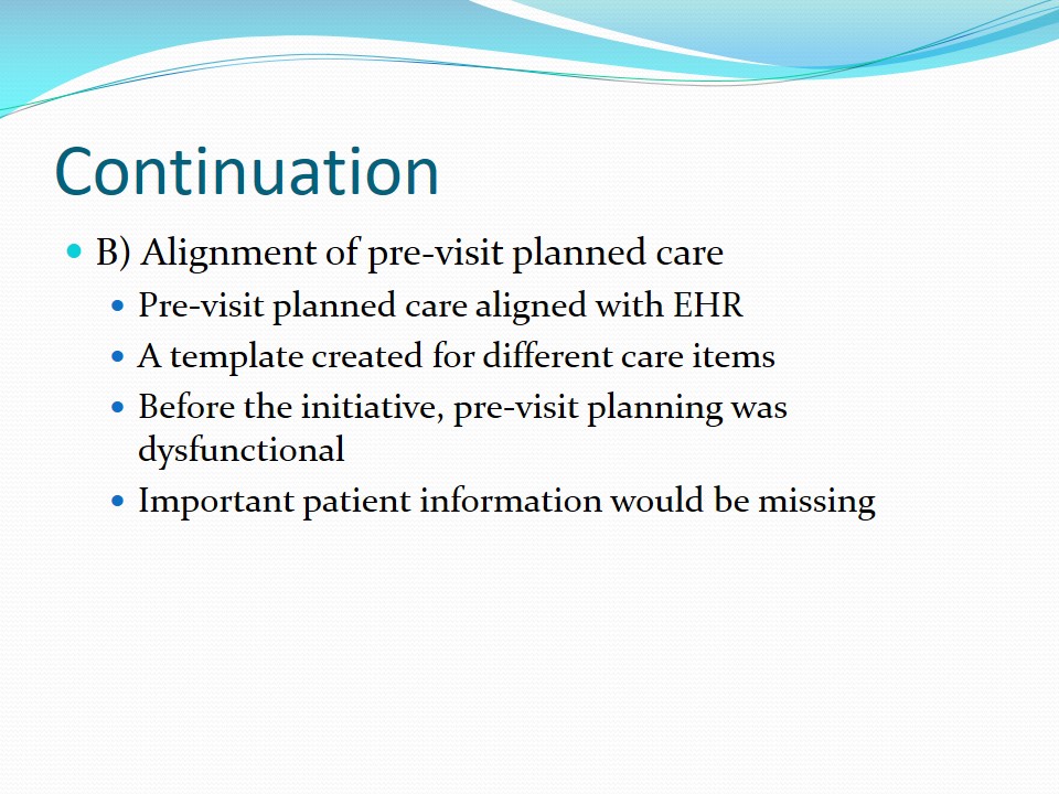 Alignment of pre-visit planned care