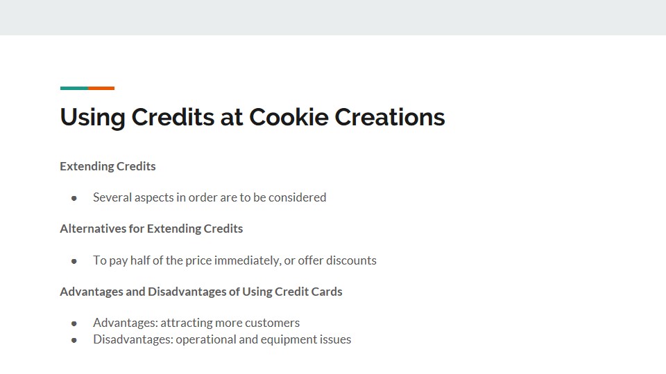 Using Credits at Cookie Creations