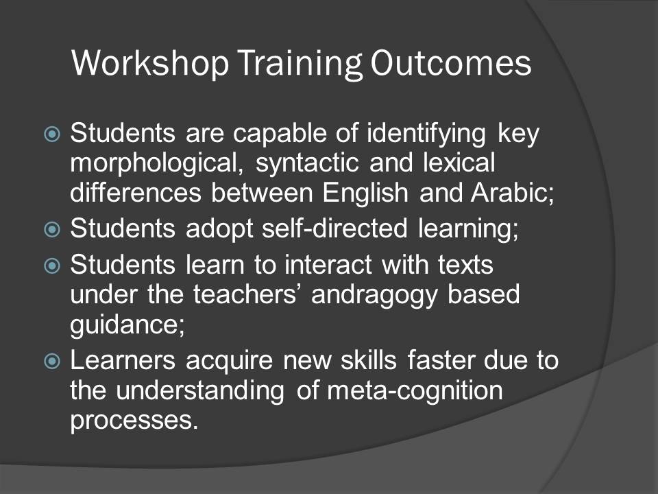 Workshop Training Outcomes