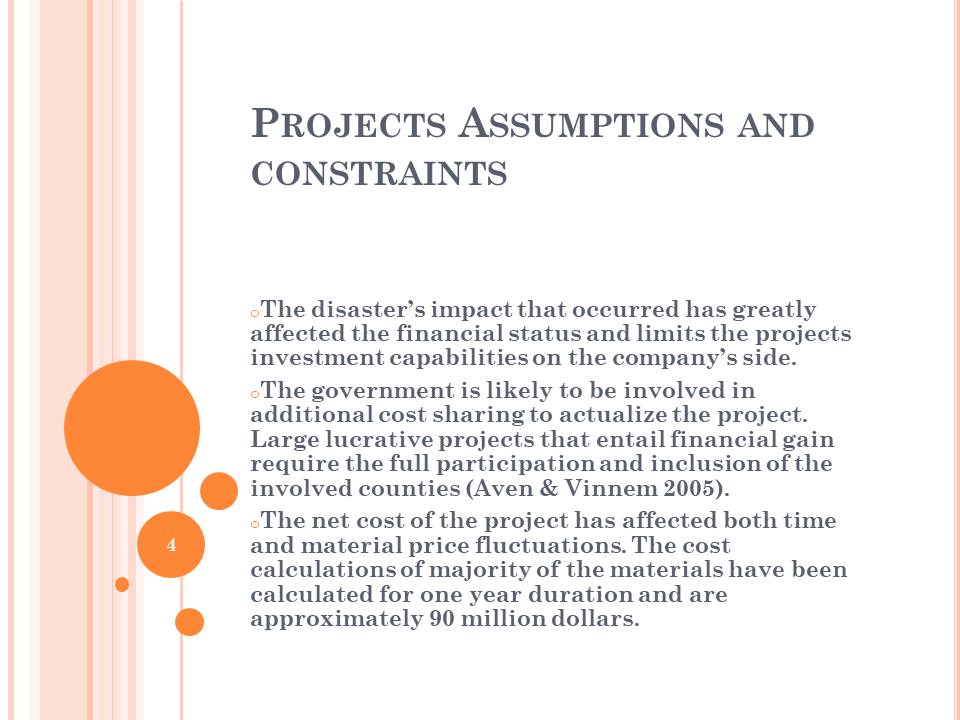 Projects Assumptions and constraints