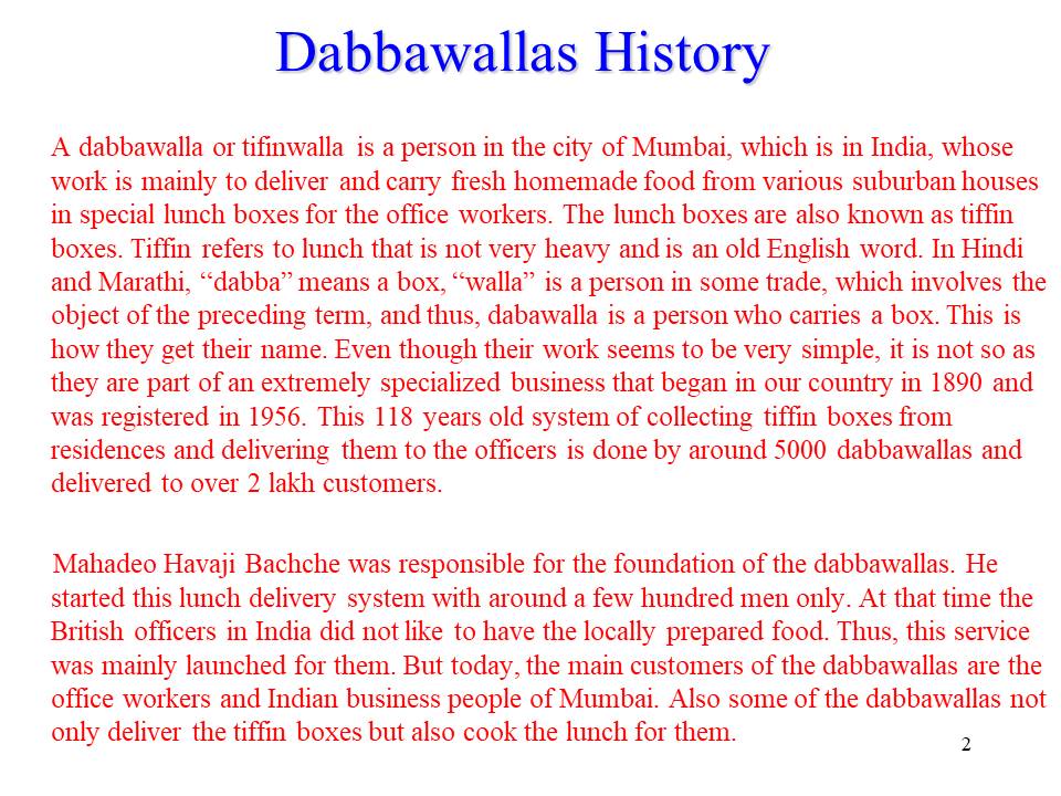 Dabbawallas History