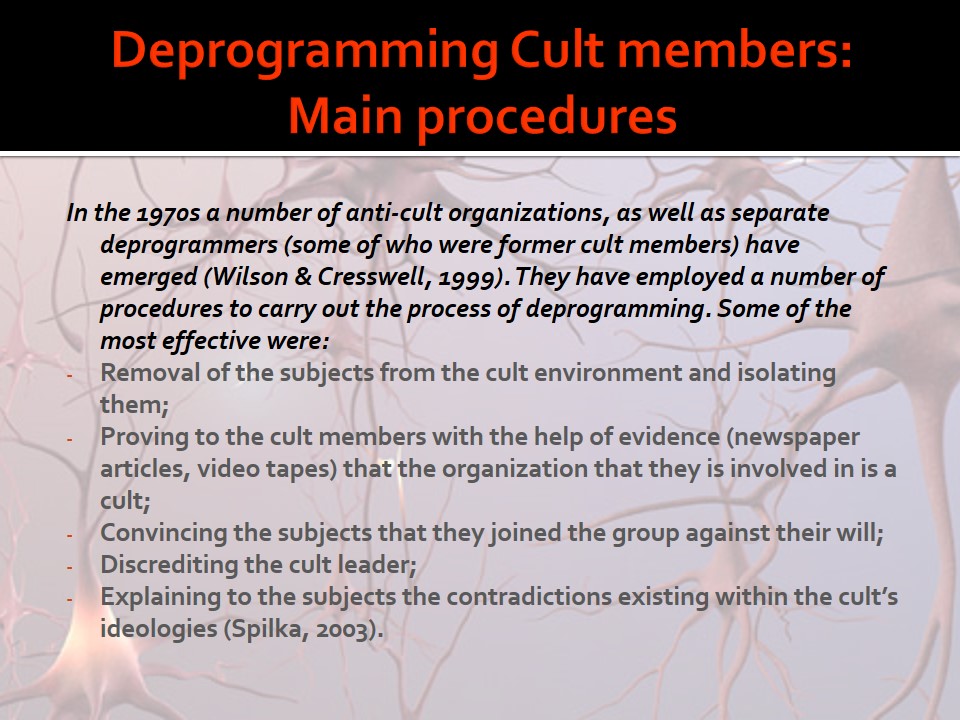 Deprogramming Cult members: Main procedures