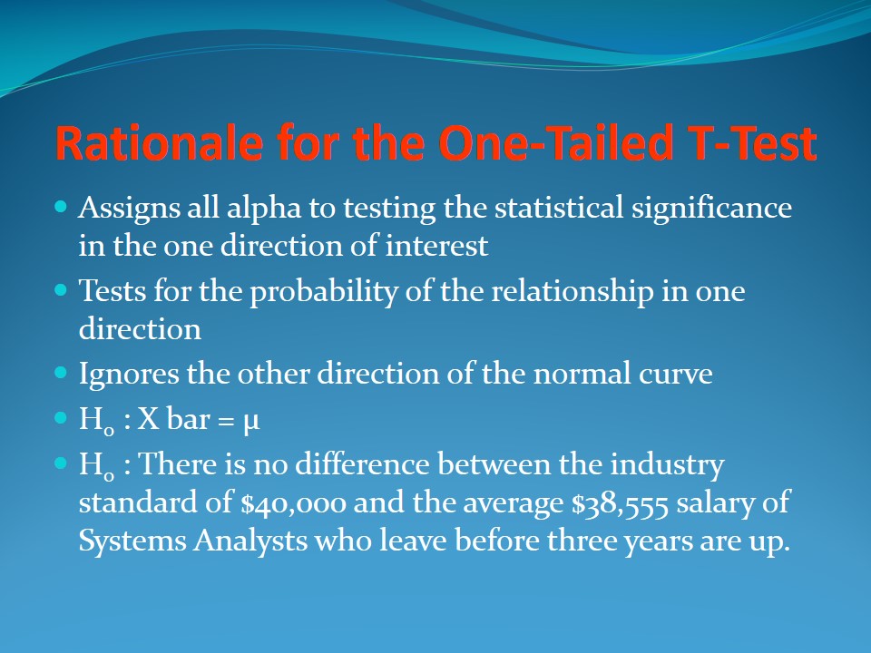 Rationale for the One-Tailed T-Test