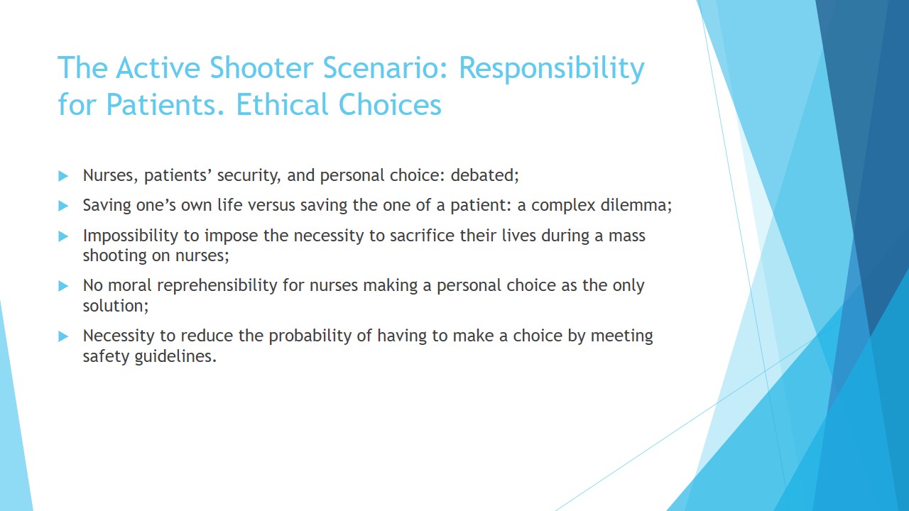 The Active Shooter Scenario: Responsibility for Patients. Ethical Choices