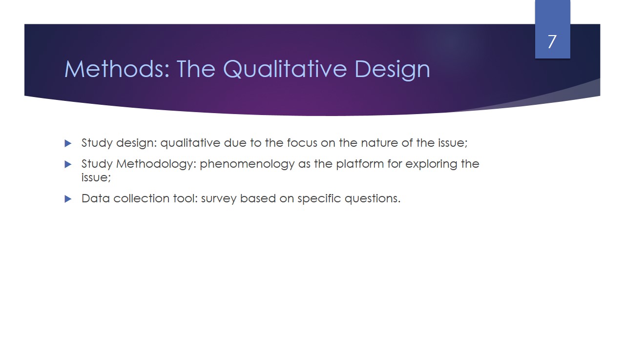 Methods: The Qualitative Design