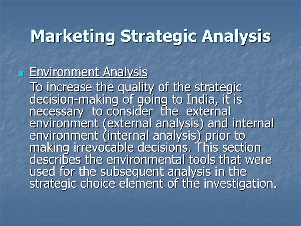 Marketing Strategic Analysis