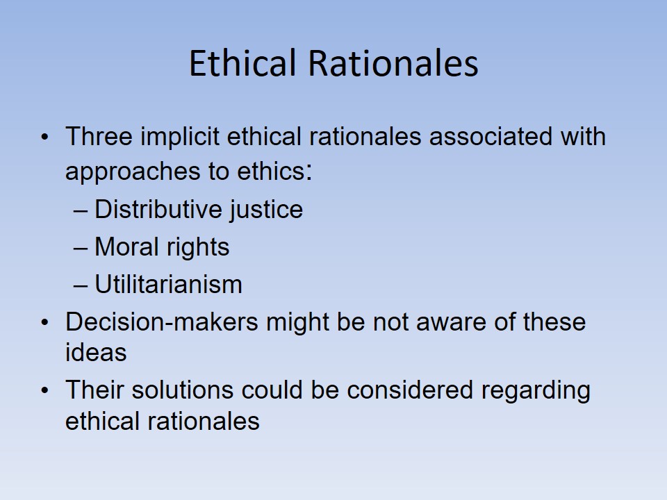 Ethical Rationales
