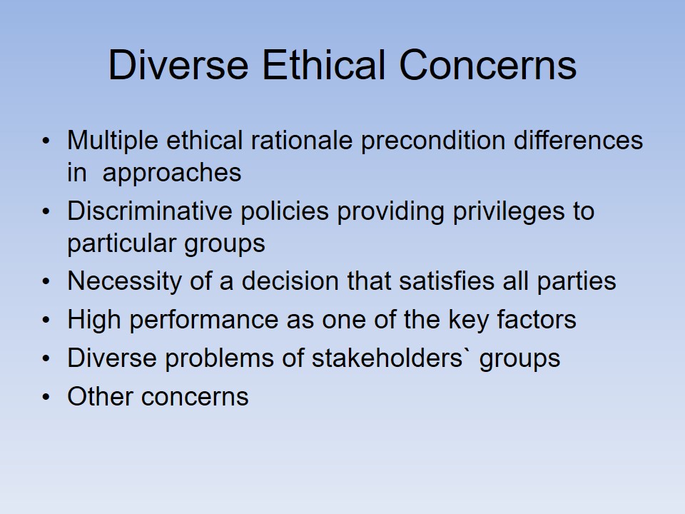 Diverse Ethical Concerns