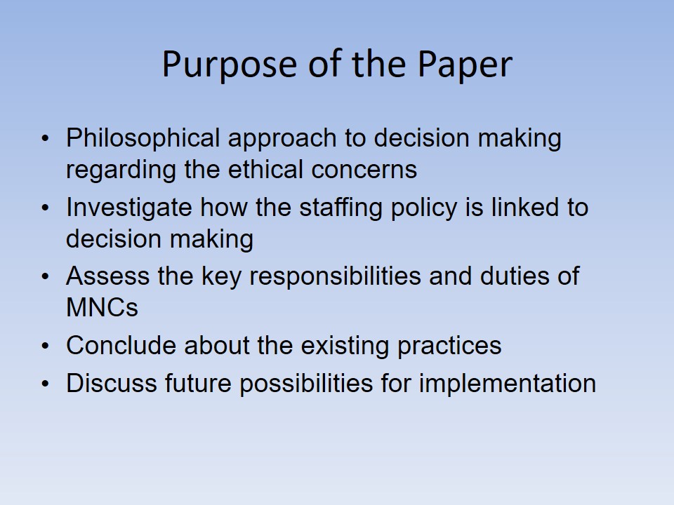 Purpose of the Paper