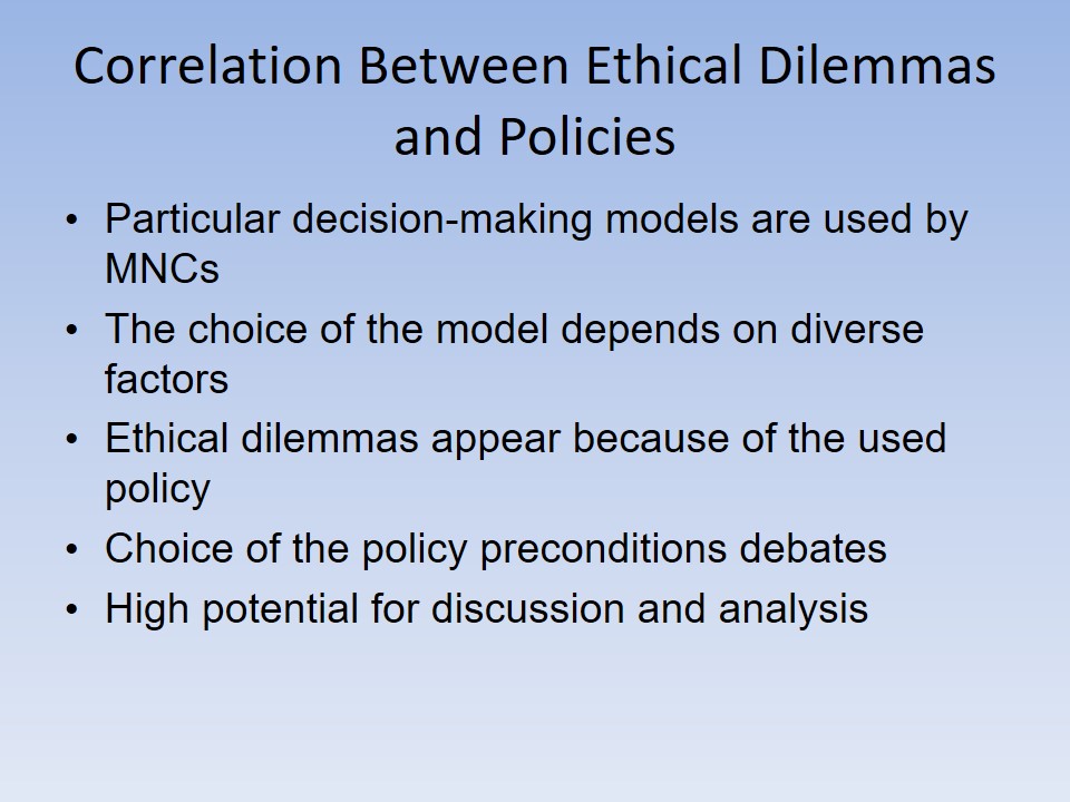 Correlation Between Ethical Dilemmas and Policies