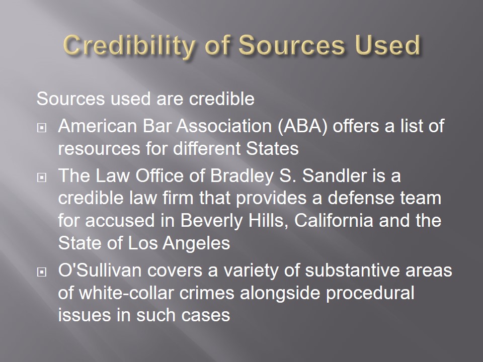 Credibility of Sources Used