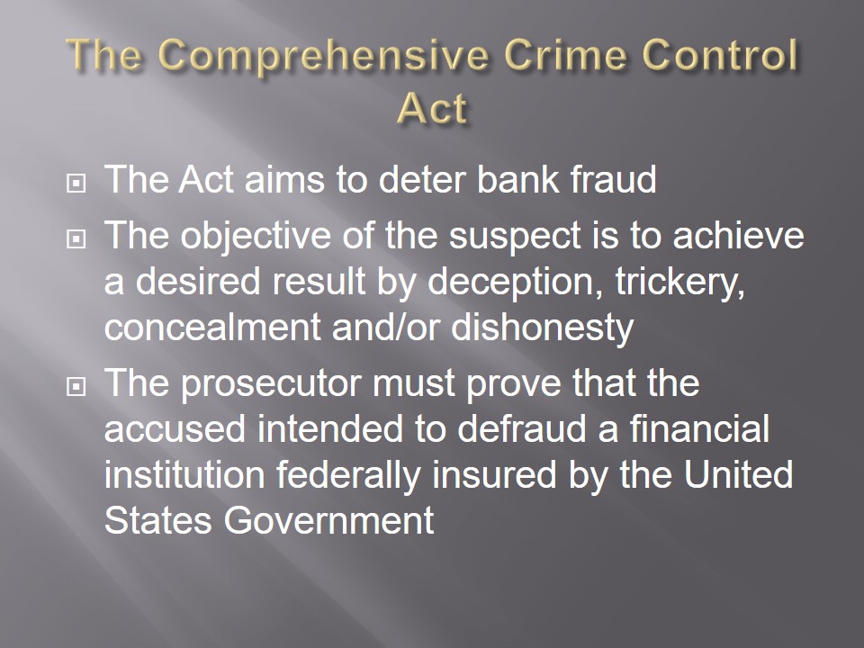 The Comprehensive Crime Control Act