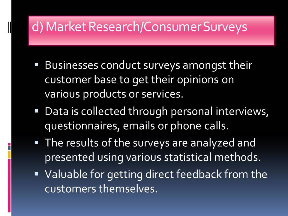 Market Research/Consumer Surveys