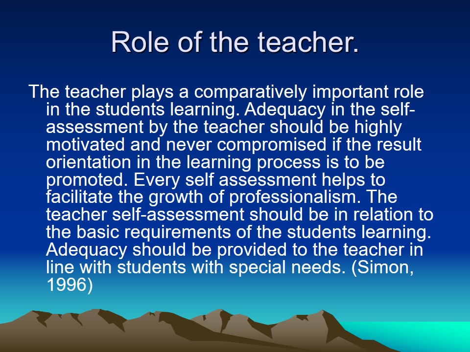 Role of the teacher