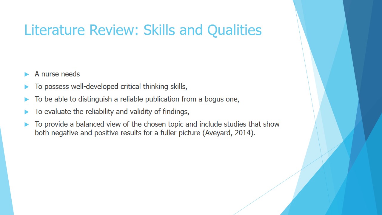 Literature Review: Skills and Qualities