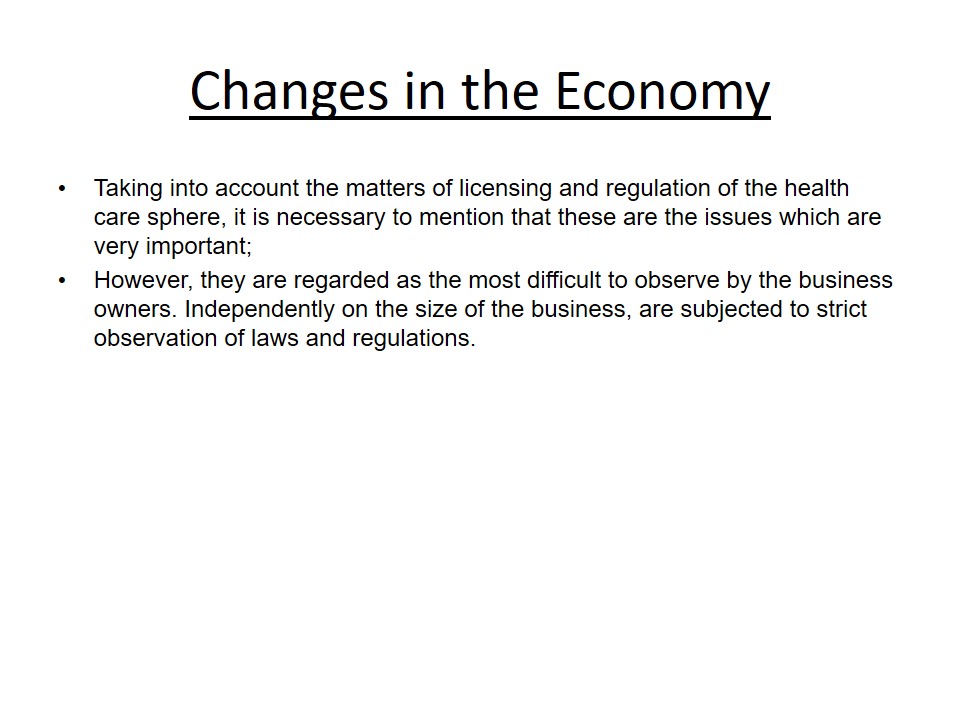 Changes in the Economy