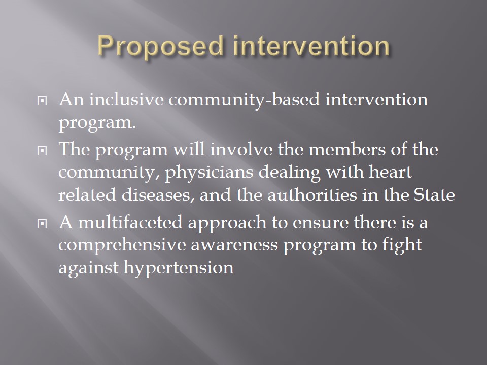 Proposed intervention