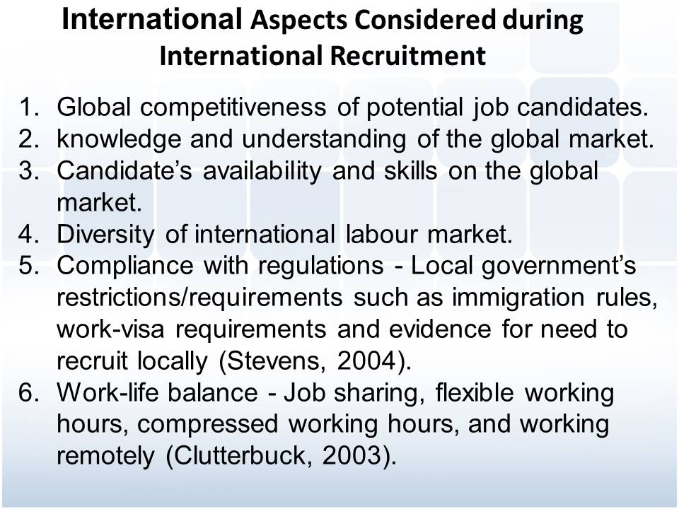 International Aspects Considered during International Recruitment