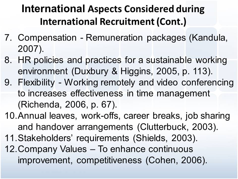 International Aspects Considered during International Recruitment