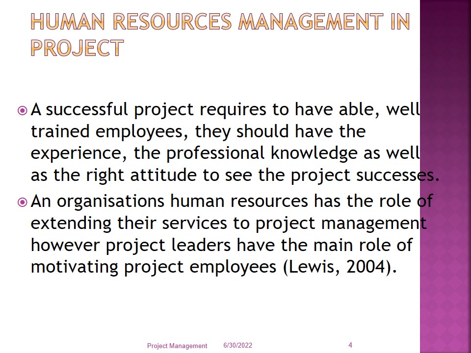 Human resources management in project