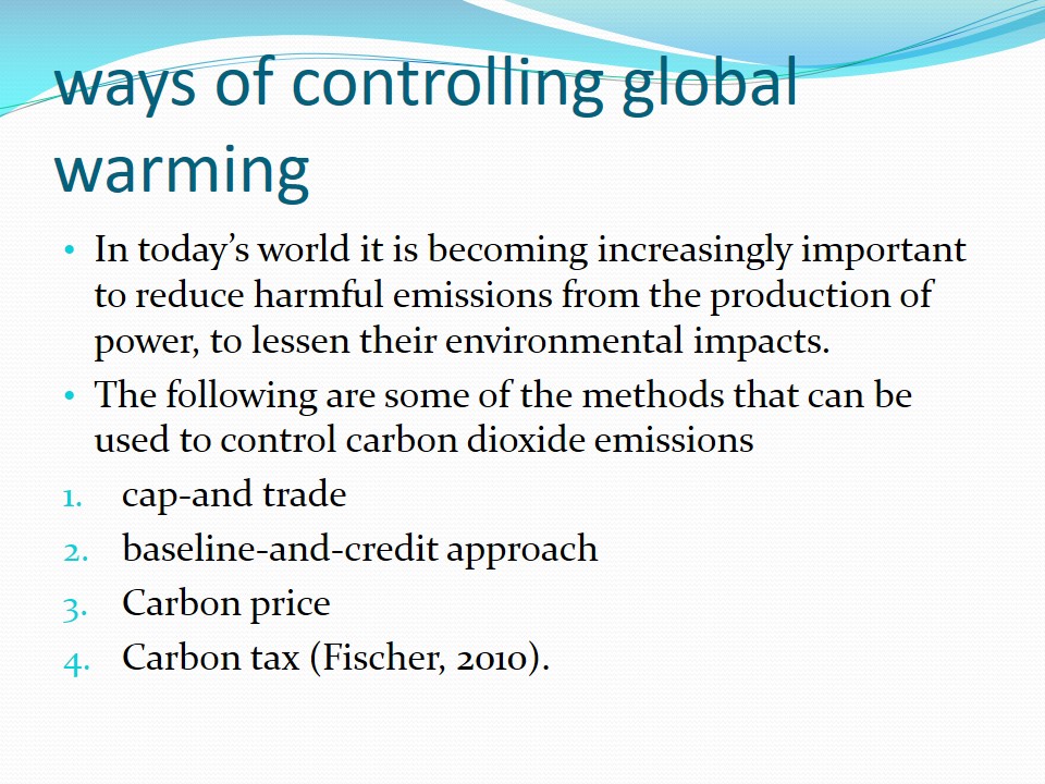 Ways of controlling global warming