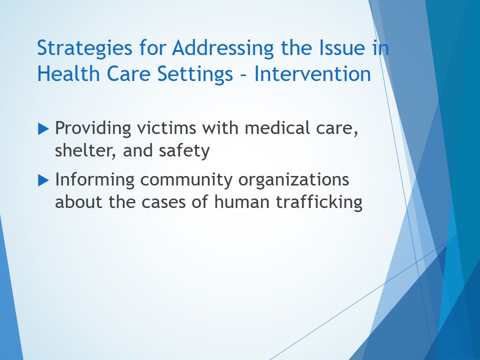 Strategies for Addressing the Issue in Health Care Settings – Intervention