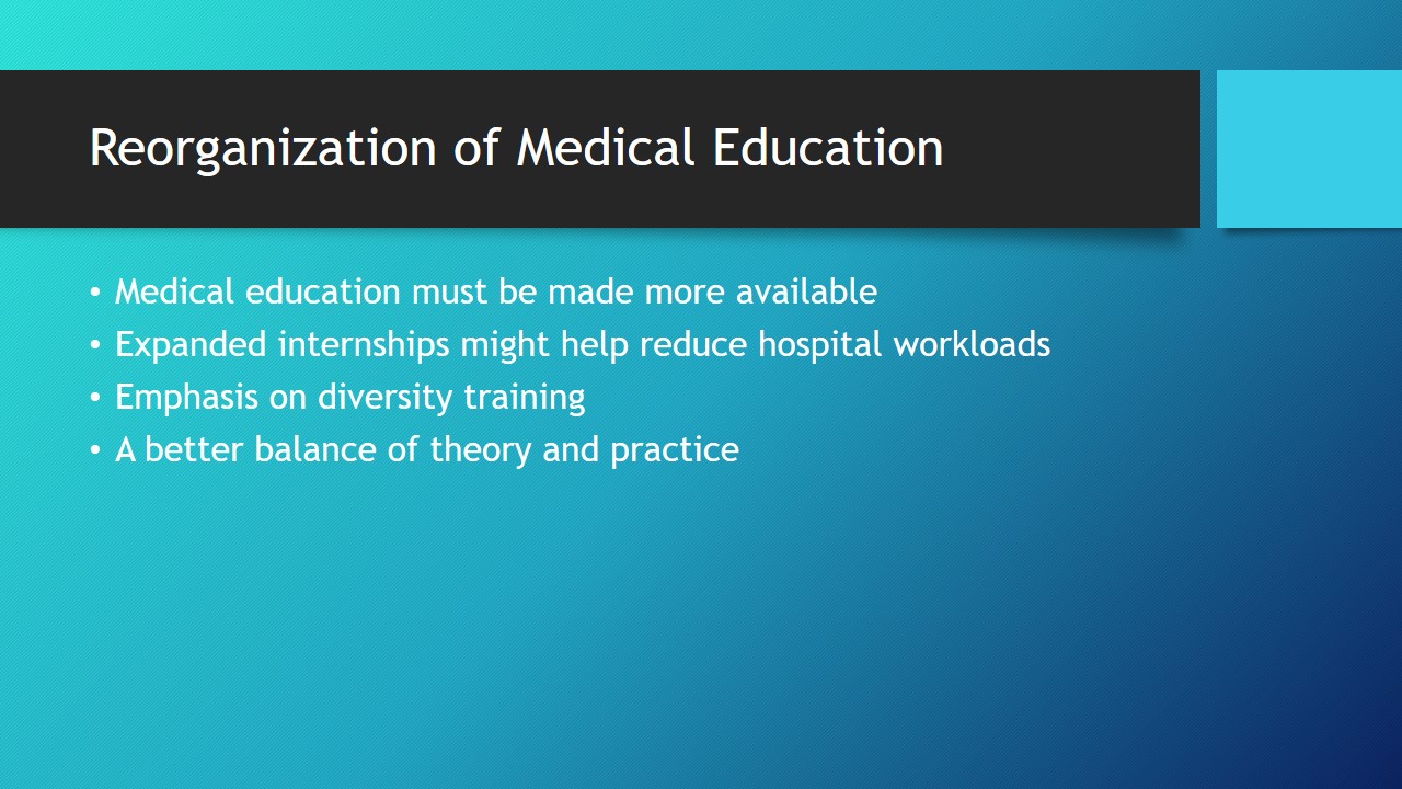 Reorganization of Medical Education