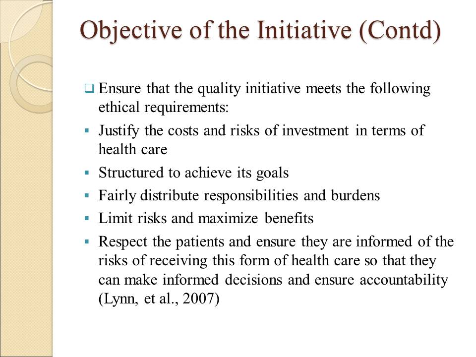 Objective of the Initiative