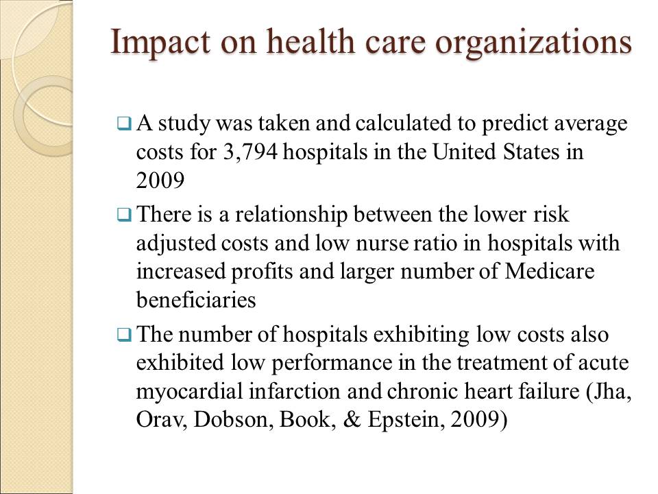 Impact on health care organizations