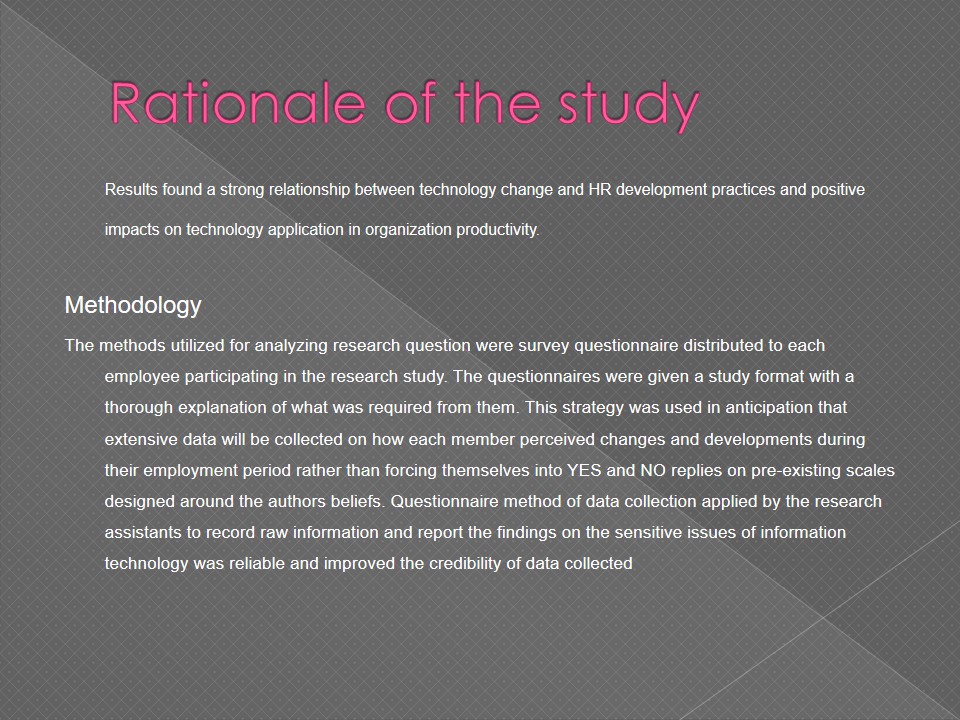 Rationale of the study