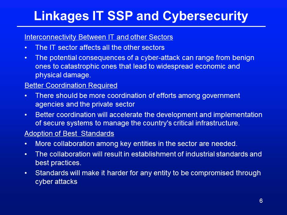 Linkages IT SSP and Cybersecurity