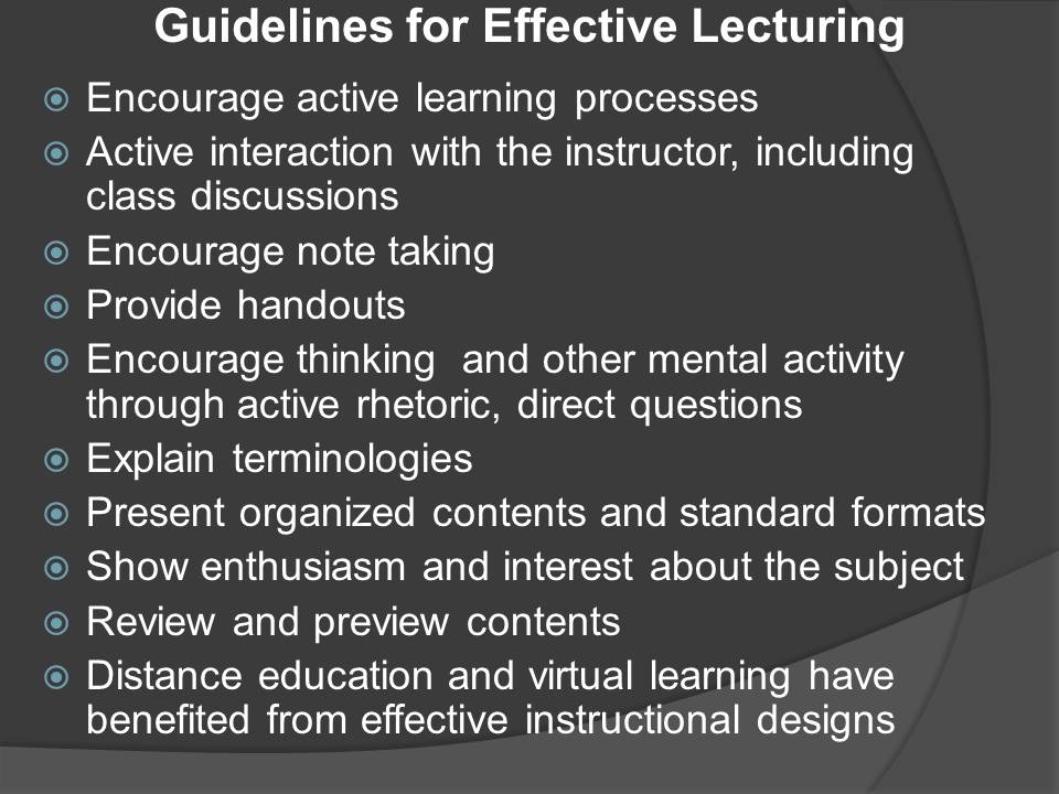 Guidelines for Effective Lecturing