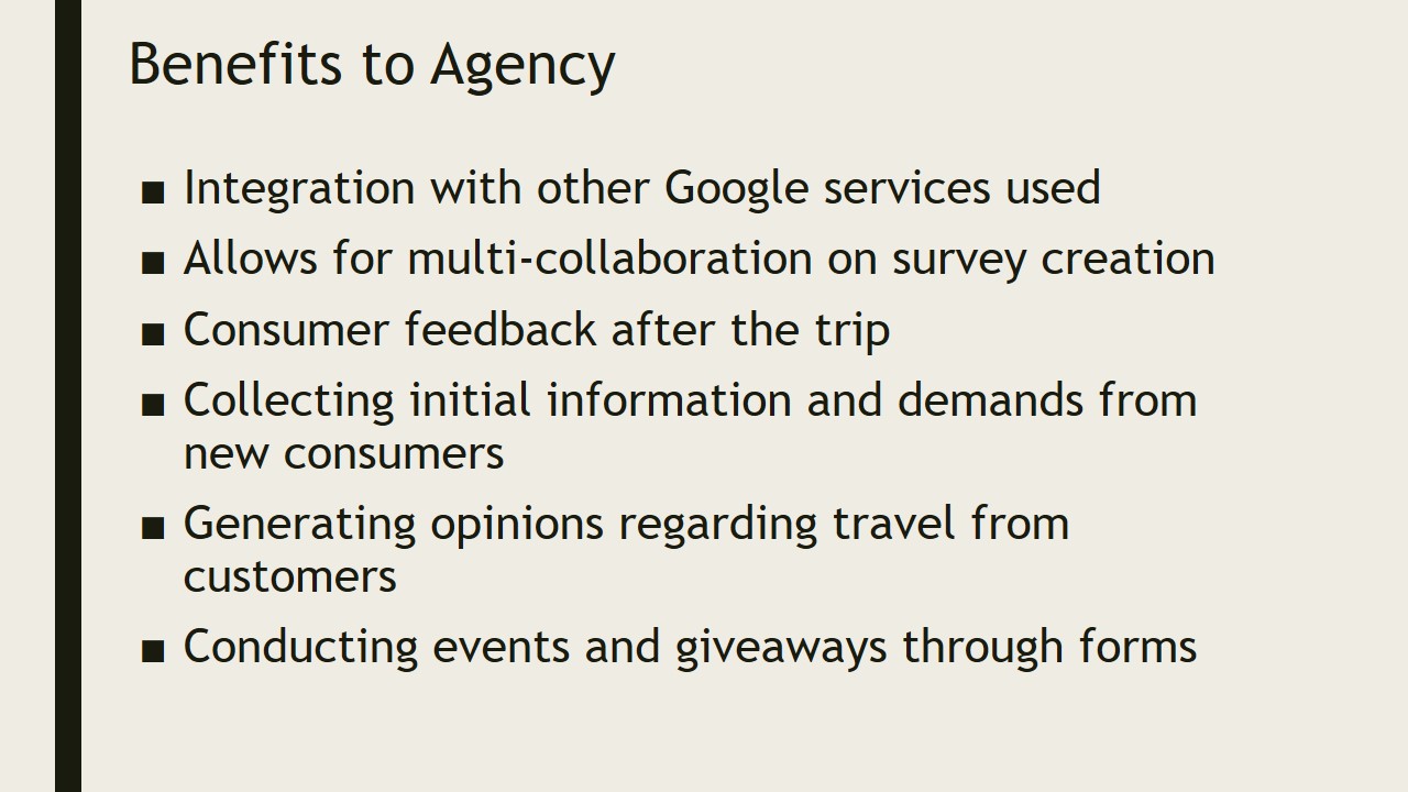 Benefits to Agency