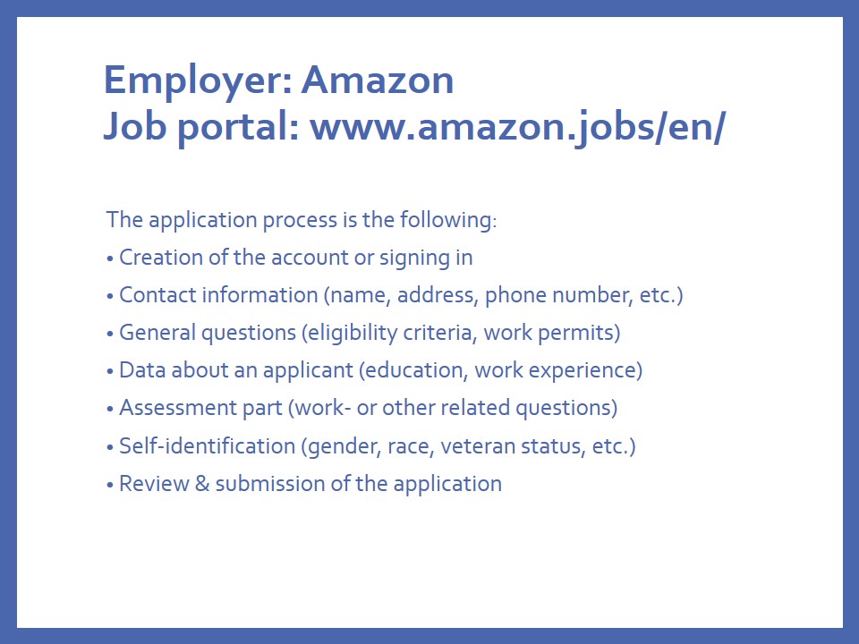 Employer: Amazon Job portal