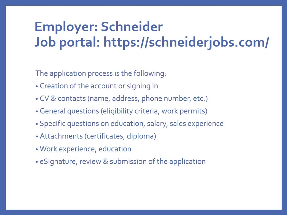 Employer: Schneider Job portal