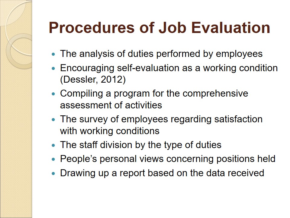 Procedures of Job Evaluation