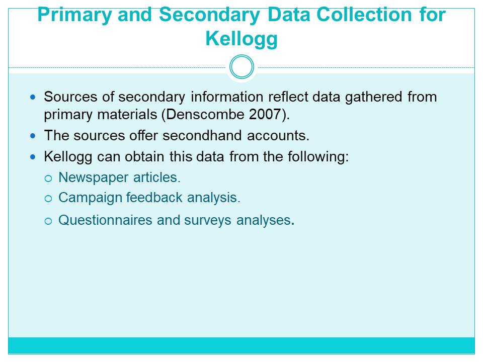 Primary and Secondary Data Collection for Kellogg