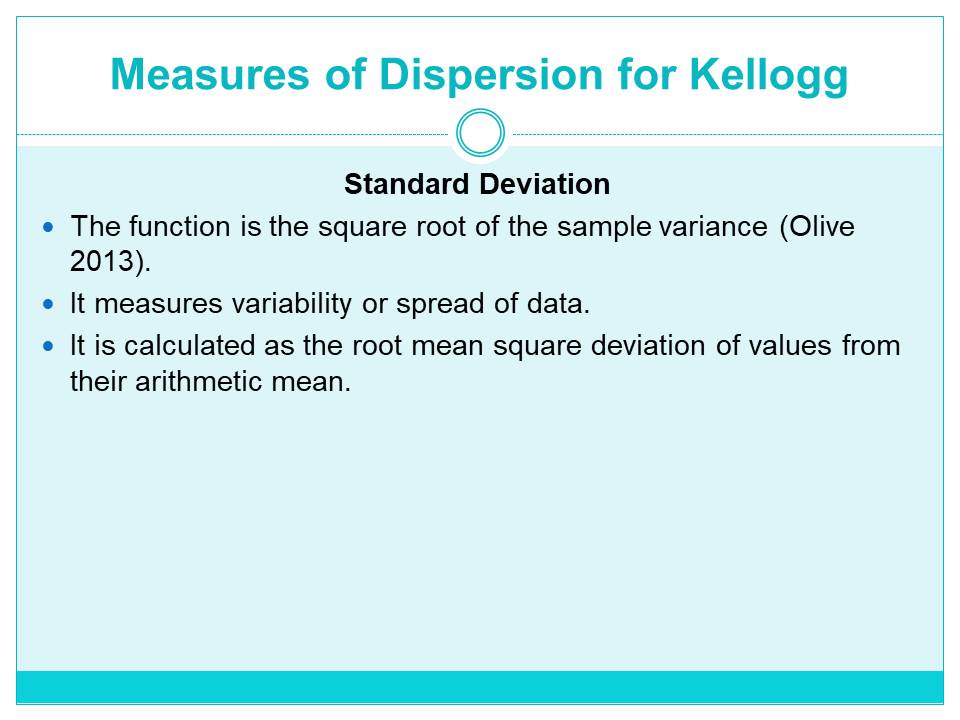 Measures of Dispersion for Kellogg