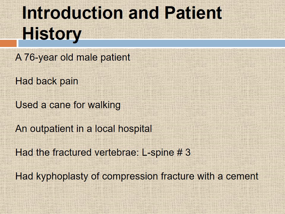 Introduction and Patient History