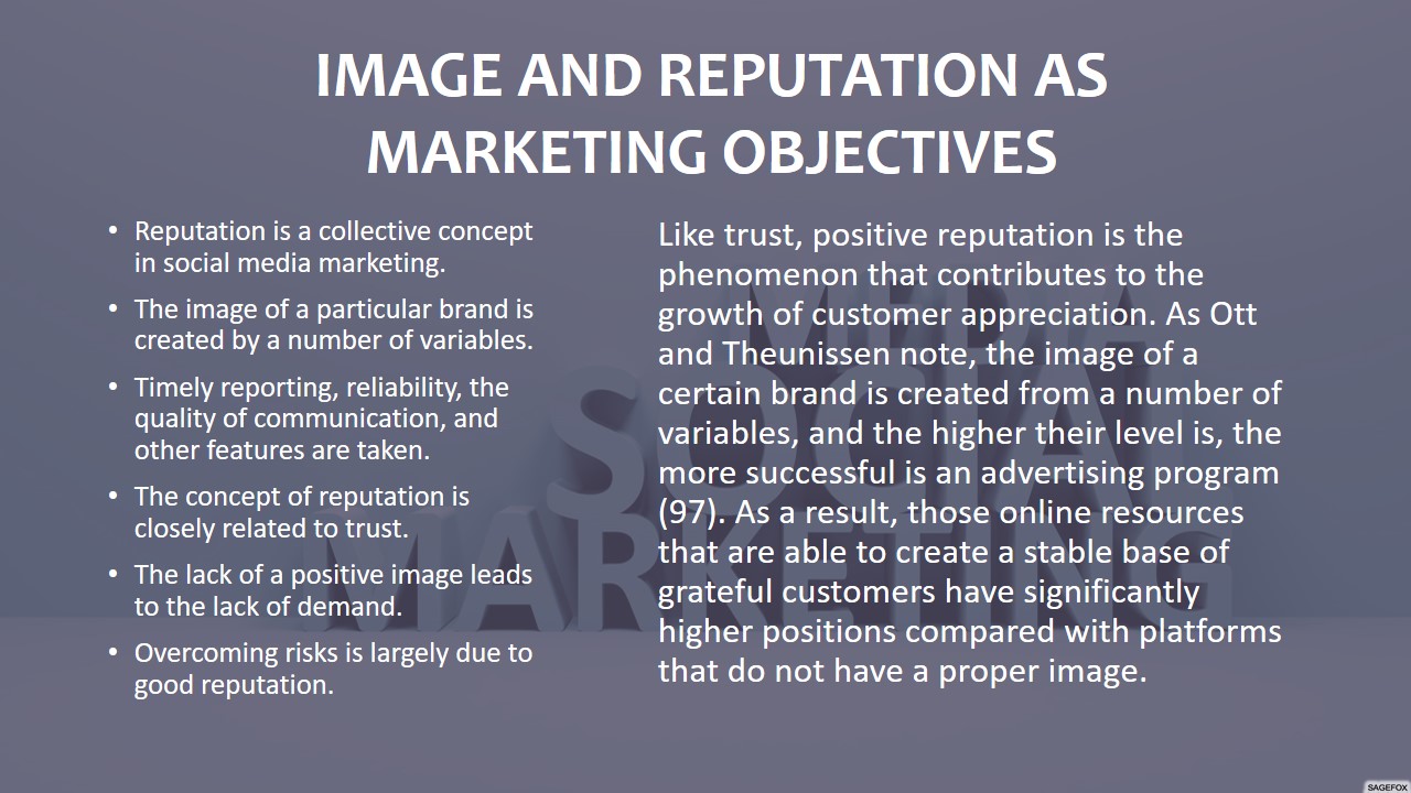 Image and Reputation as Marketing Objectives