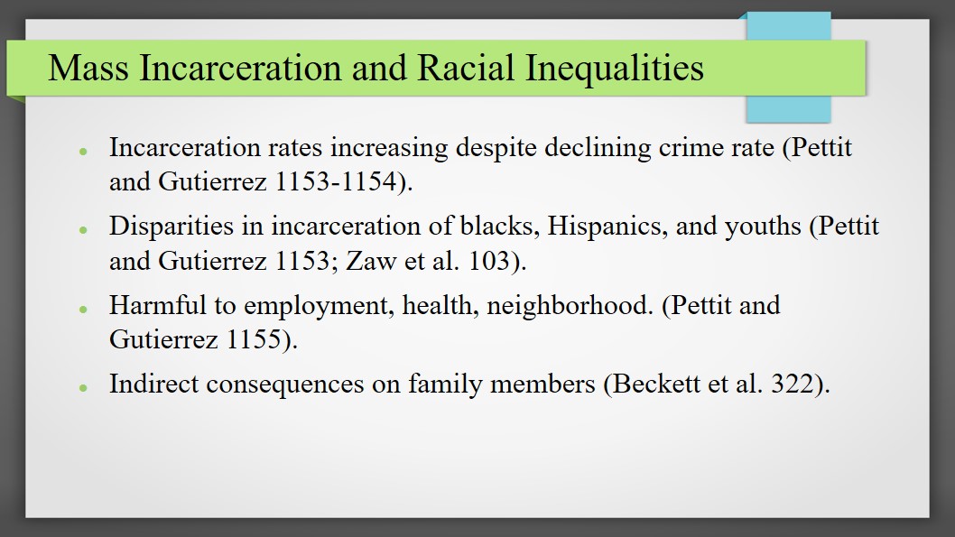 Mass Incarceration and Racial Inequalities in America