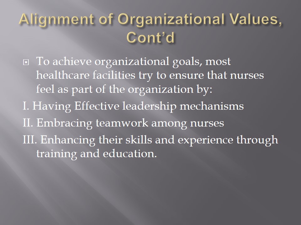 Alignment of Organizational Values