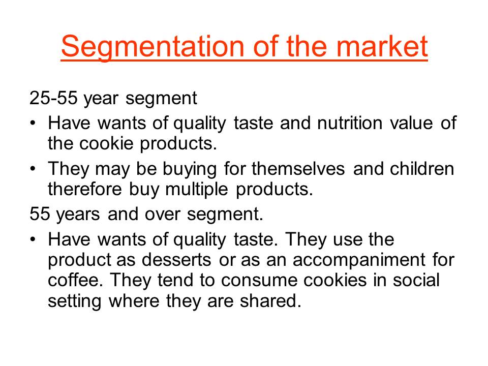 Segmentation of the market