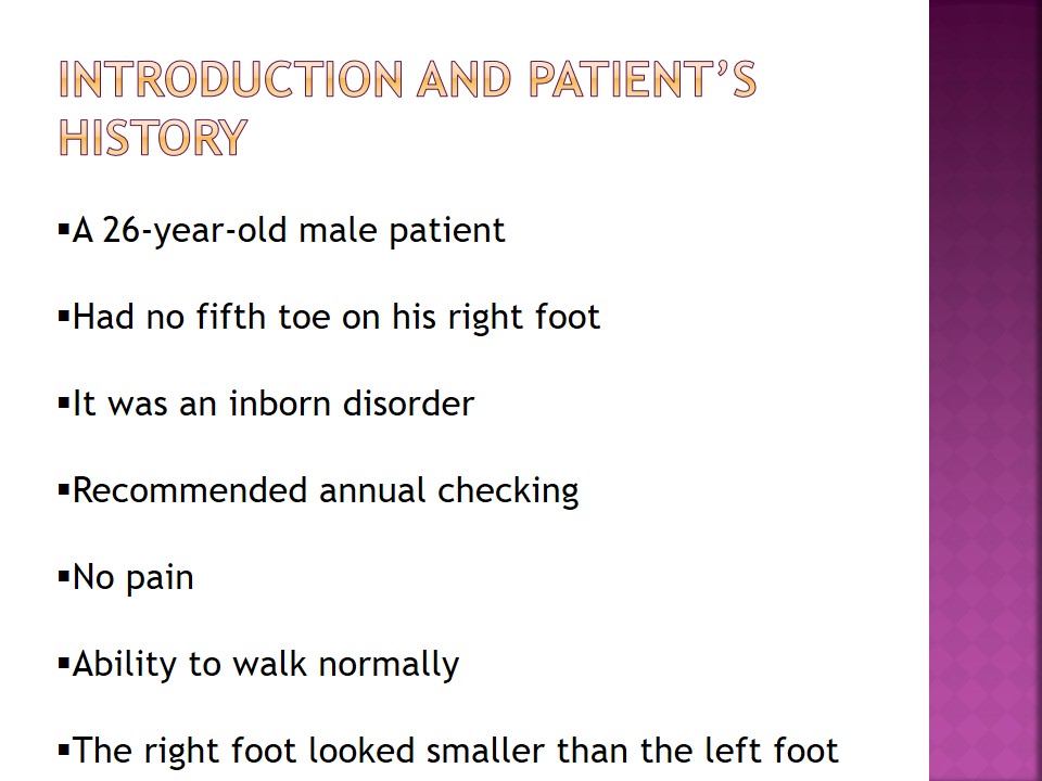 Introduction and patient’s History