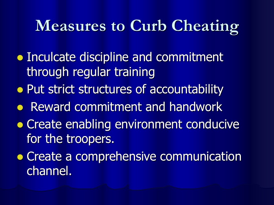 Measures to Curb Cheating