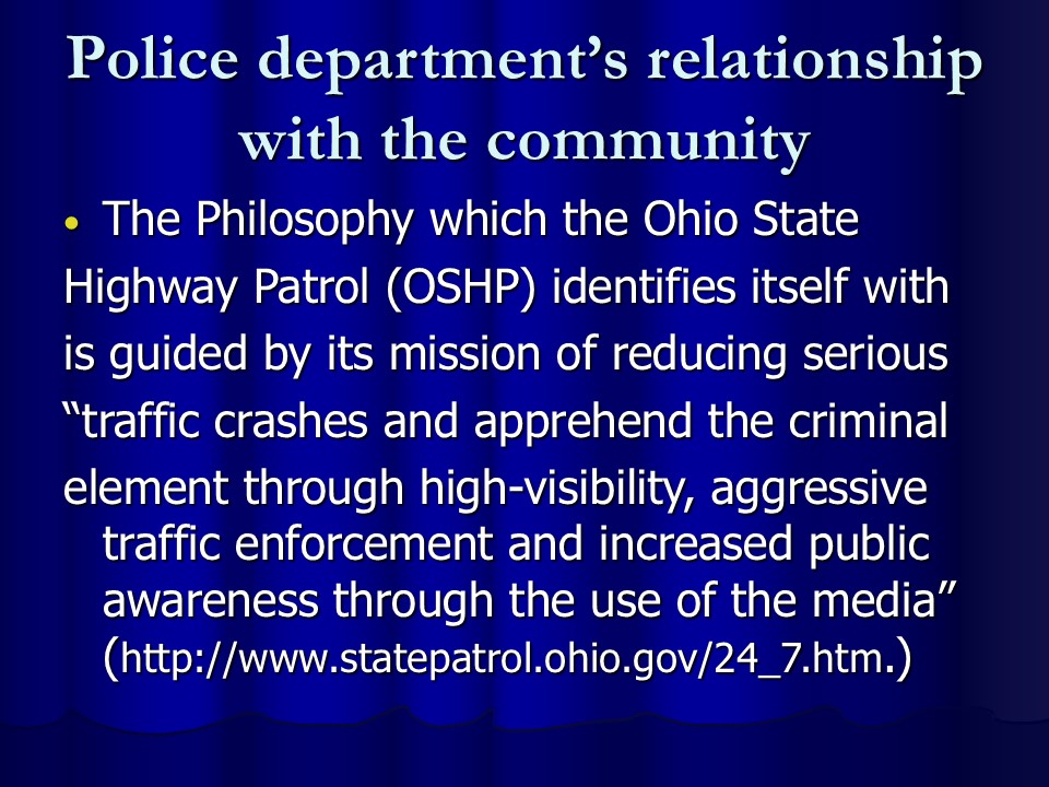 Police department’s relationship with the community