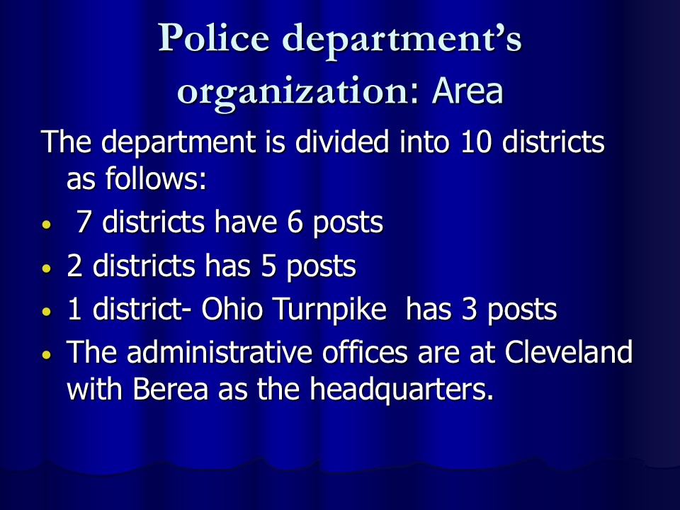 Police department’s organization: Area